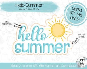 Hello Summer Cookie Cutter STL - 3D Druckerdatei (Digitaler Download)