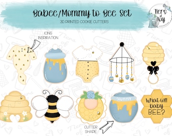 Lot de 10 emporte-pièces BaBEE / Mommy to BEE - Baby shower - Sexe révélateur - emporte-pièce imprimé en 3D