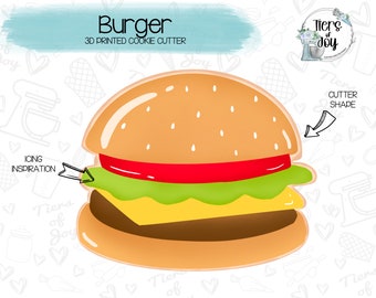 Baby-Q Hamburger Cookie Cutter - Baby Shower - 3D Printed Cookie Cutter