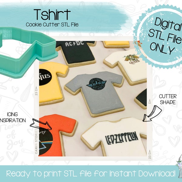 T-Shirt Cookie Cutter STL File - Instant Download - 3D Printed Cookie Cutter STL File
