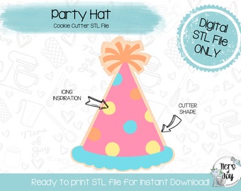 Cortador de galletas de sombrero de fiesta (archivo STL para impresora 3D) (descarga digital)