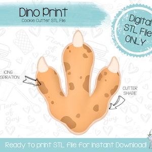 Dinosaur Footprint Cookie Cutter STL File - Dinosaurs - Prehistoric - Instant Download - 3D Printed Cookie Cutter STL File