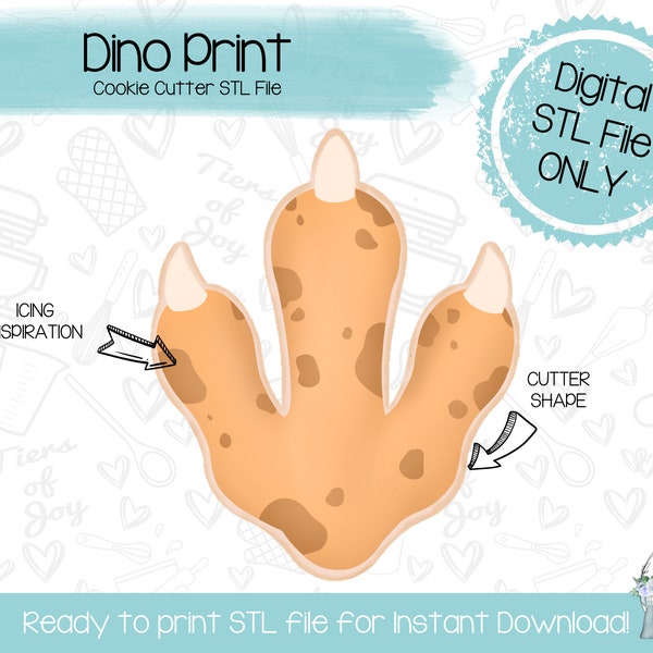 Dinosaur Footprint Cookie Cutter STL File - Dinosaurs - Prehistoric - Instant Download - 3D Printed Cookie Cutter STL File