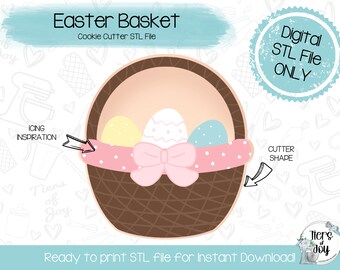 イースターバスケットクッキーカッター STL – 3Dプリンターファイル（デジタルダウンロード）