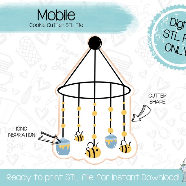 Baby Mobile Cookie Cutter STL File - Instant Download - 3D Printed Cookie Cutter STL File