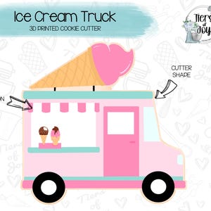 Ice Cream Truck Cookie Cutter - Summer - I Scream for Ice Cream - 3D Printed Cookie Cutter