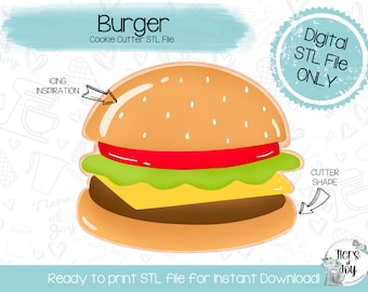 Cortador de galletas de hamburguesa Baby-Q (archivo STL) para impresora 3D (descarga digital)