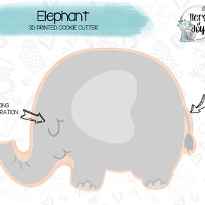 Elephant Cookie Cutter - Safari - Wild One - Birthday - Animals - Zoo - 3D Printed Cookie Cutter