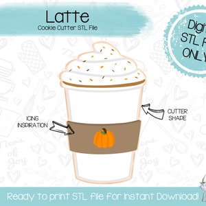 Latte Cookie Cutter STL File - Fall - Holidays - STL File - Instant Download - 3D Printed Cookie Cutter STL File