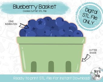Blueberry Basket Cookie Cutter STL File - Berry First Birthday - Food - Instant Download - 3D Printed Cookie Cutter STL File