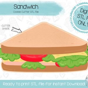 Sandwich Cookie Cutter STL File - Picnic - Food - Instant Download - 3D Printed Cookie Cutter STL File