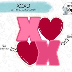 XOXO Cookie Cutter - Valentine&#39;s Day - Holidays - 3D Printed Cookie Cutter