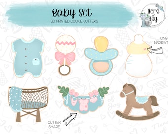 Baby Cookie Cutters Set of 7 - Baby Shower - 3D Printed Cookie Cutter