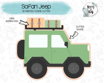 Safari Jeep Cookie Cutter - Wild One, Birthday - 3D Printed