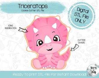 Triceratops Cookie Cutter STL – 3D Printer File (Digital Download)