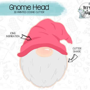 Gnome Head Cookie Cutter - Valentine&#39;s Day - Holidays - 3D Printed Cookie Cutter