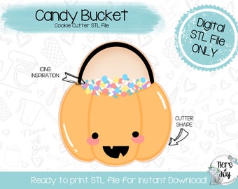 Candy Bucket Cookie Cutter STL – 3D Printer File (Digital Download)