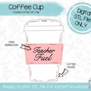 Coffee Cup Cookie Cutter STL File - School - Instant Download - 3D Printed Cookie Cutter STL File