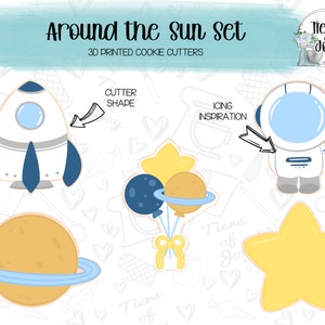 First Trip Around the Sun Cookie Cutters Set of 5 - Birthday - 3D Printed Cookie Cutter