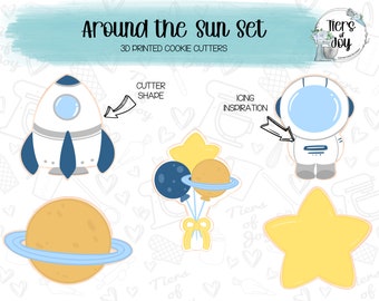 First Trip Around the Sun Cookie Cutters Set of 5 - Birthday - 3D Printed Cookie Cutter