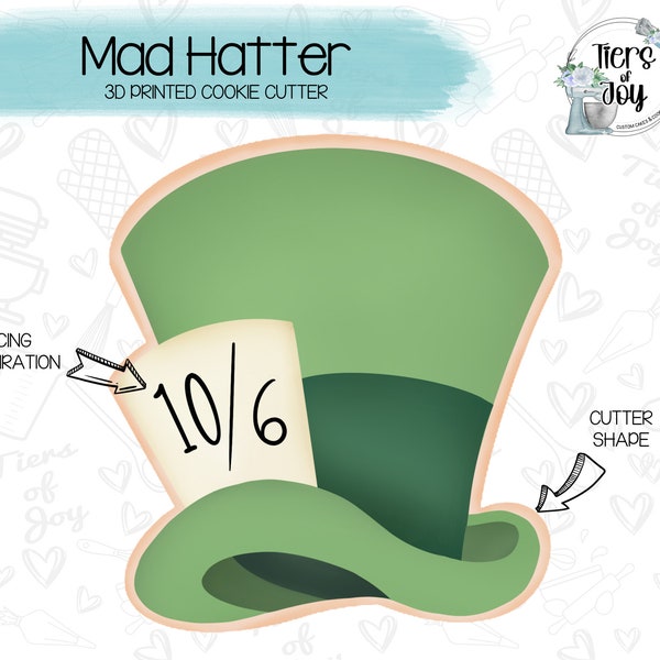 Mad Hatter Cookie Cutter - Alice in Wonderland - 3D Printed Cookie Cutter
