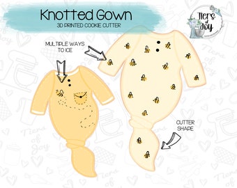Knotted Gown Cookie Cutter - Baby Shower - 3D Printed Cookie Cutter