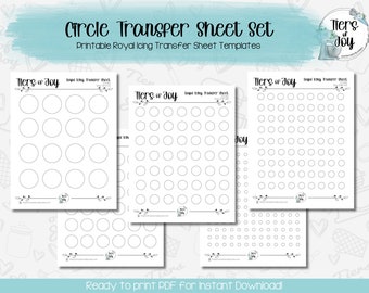 Circle Royal Icing Transfer Sheet Template - PDF Instant Digital Download - 5 Sizes (1.5", 1", 0.75", 0.5", and 0.25")