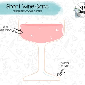Short Wine / Champagne Glass Cookie Cutter - Wedding - New Years - 3D Printed Cookie Cutter