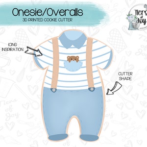 Baby Onesie / Overalls Cookie Cutter - Baby Shower - Can Bearly Wait - 3D Printed Cookie Cutter