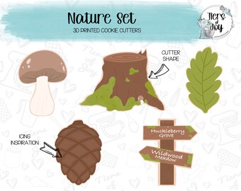 Nature Cookie Cutters Set of 5 - Nature - 3D Printed Cookie Cutter
