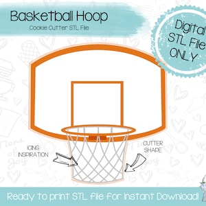 Basketball Hoop Cookie Cutter STL File - Sports - Basketball- Instant Download - 3D Printed Cookie Cutter STL File