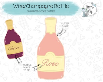 Wine / Champagne Bottle Cookie Cutter - Wedding - New Years - 3D Printed