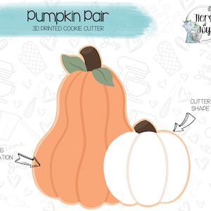 Pumpkin Pair Cookie Cutter - Fall - 3D Printed Cookie Cutter