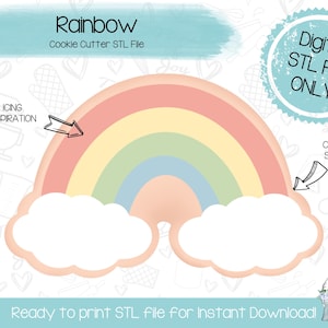 Rainbow Cookie Cutter STL File - Spring - Raindrops & Rainbows Set - Instant Download - 3D Printed Cookie Cutter STL File