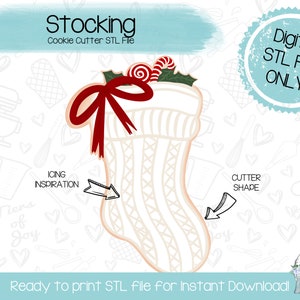 Stocking Cookie Cutter STL File - Christmas - Holidays - STL File - Instant Download - 3D Printed Cookie Cutter STL File