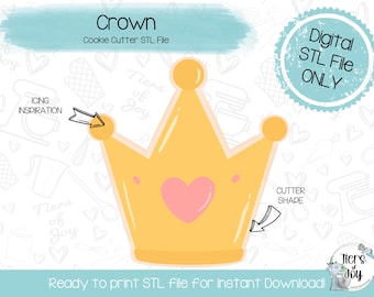Crown Cookie Cutter STL – 3D Printer File (Digital Download)
