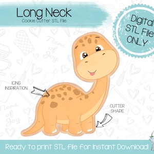 Long Neck Cookie Cutter STL File - Dinosaurs - Prehistoric - Instant Download - 3D Printed Cookie Cutter STL File