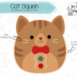 Christmas Cat Squish Cookie Cutter - Squishmallow - Christmas - 3D Printed Cookie Cutter