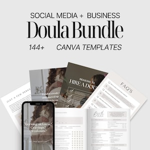 Ultimate Doula Business Bundle – 144+ Canva Templates, Instagram, Birth Plan, Contracts, Onboarding, Nutrition & Postpartum for Doulas