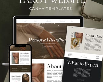 Tarot Website Template | Canva Website for Readers, Healers & Coaches | Editable Spiritual Business Design