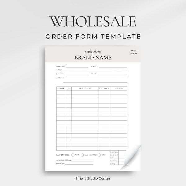 Wholesale Order Form, Order Sheet Template, Small Business Essentials, Invoice, Wholesale Template, Canva Template, Instant Download