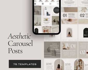 Aesthetic Instagram Carousel Templates – Canva Wellness Posts (75 Templates)