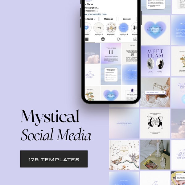Mystische Instagram Templates, Canva Template, Engel Zahlen, Kristalle, Krafttiere, Frequenz Heilung, Spirituelle Social Media, Ästhetik