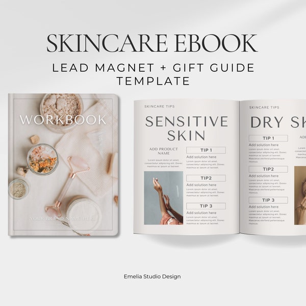 Skincare Templates, Lead Magnet, Gift Guide, Small Business Template, Branding Kit, Spa Template, Salon Template, skin care, canva