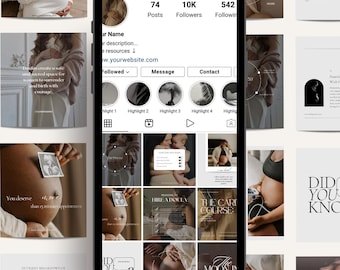 Doula Instagram Templates: Birth Coach, Midwife, Social Media Posts (Digital Download)