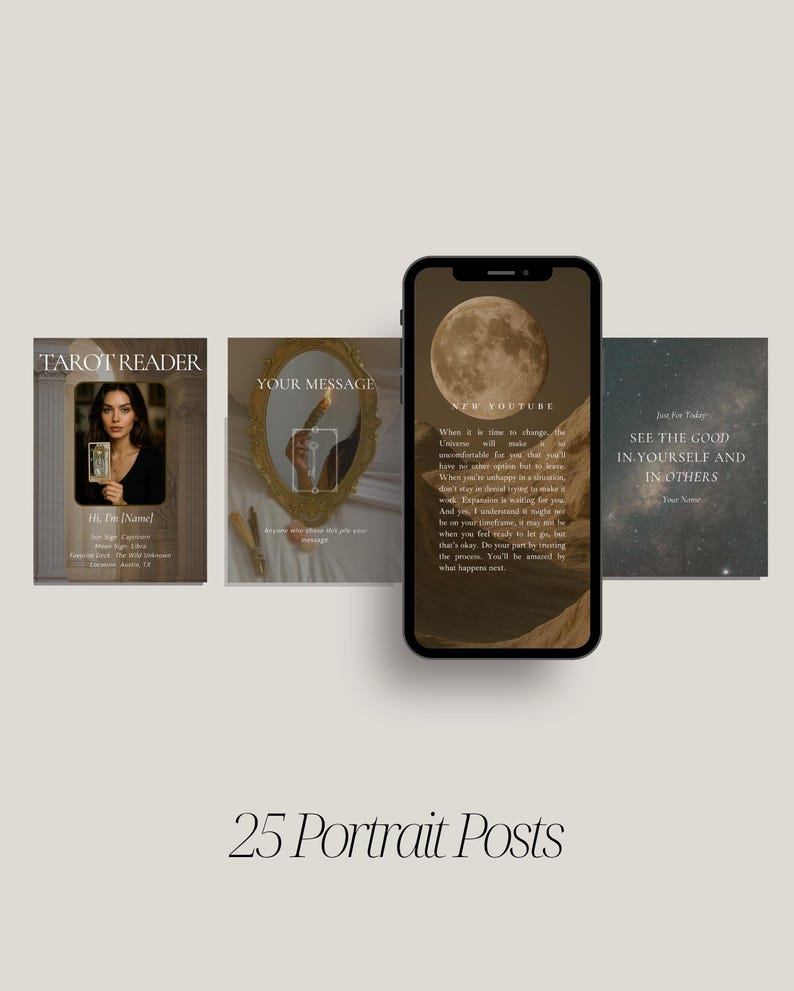 Tarot Instagram Templates: Social Media Posts, Reel Covers, Editable Canva Designs (Instant Download) image 7