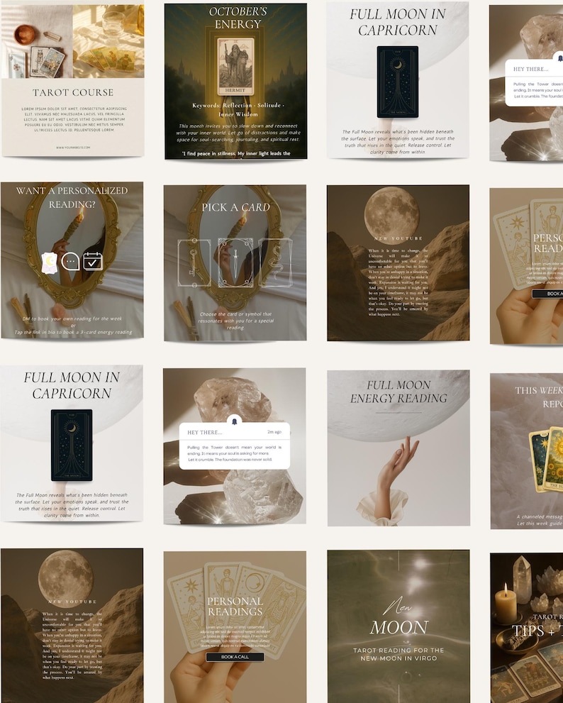 Tarot Instagram Templates: Social Media Posts, Reel Covers, Editable Canva Designs (Instant Download) image 2