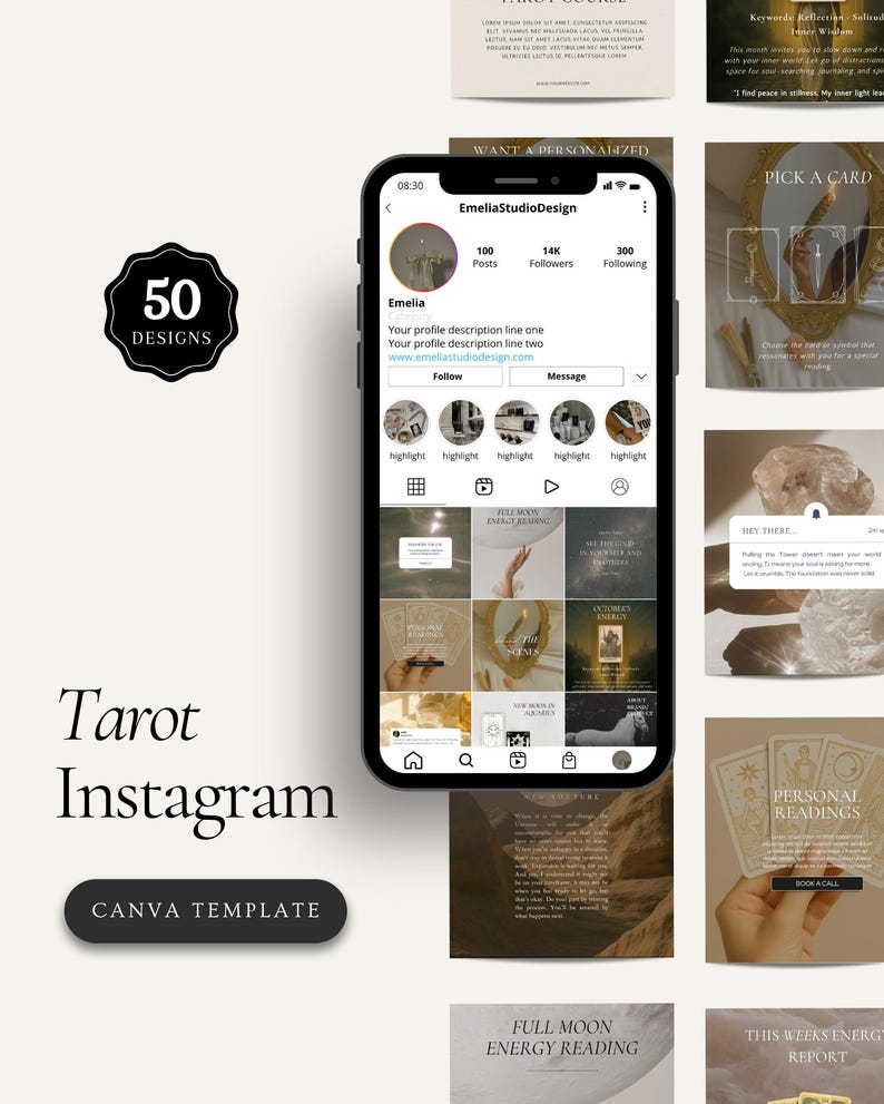 Tarot Instagram Templates: Social Media Posts, Reel Covers, Editable Canva Designs (Instant Download) image 3