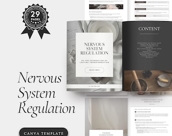 Nervous System Regulation Workbook, Therapy Tools Canva Template (29 Pages)