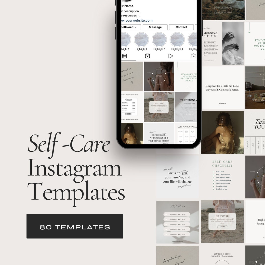 Self Care Instagram: Canva Template, Holistic Wellness Coach, Branding ...